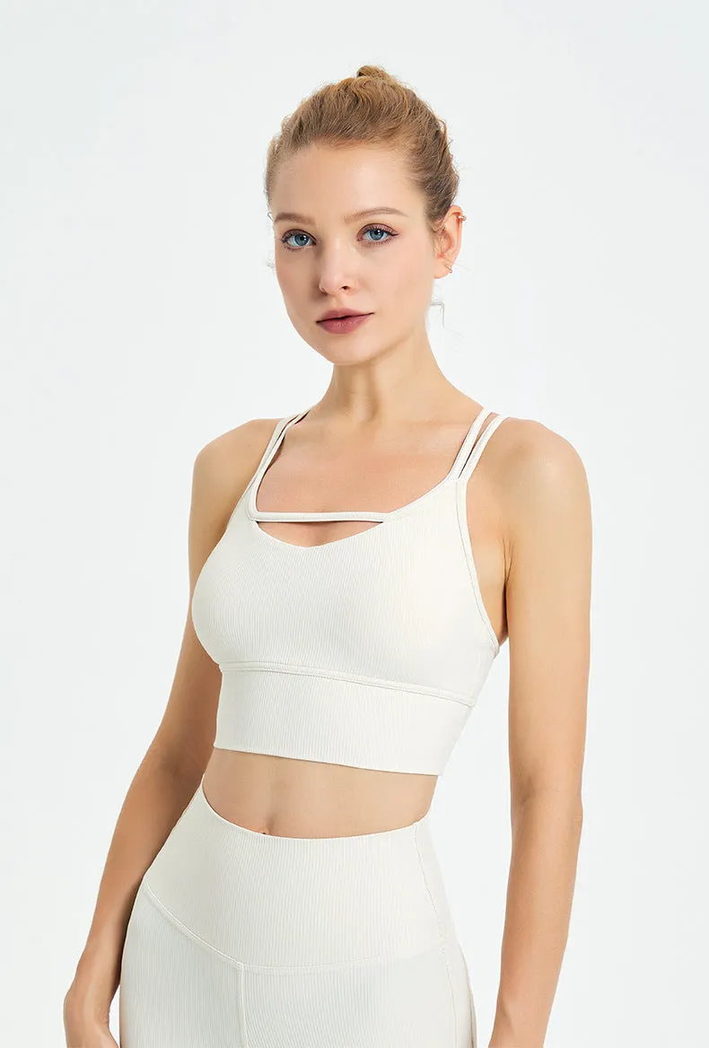 Dance Bra Spaghetti Straps Sports Bra Shockproof Push Up Yoga Tank Top