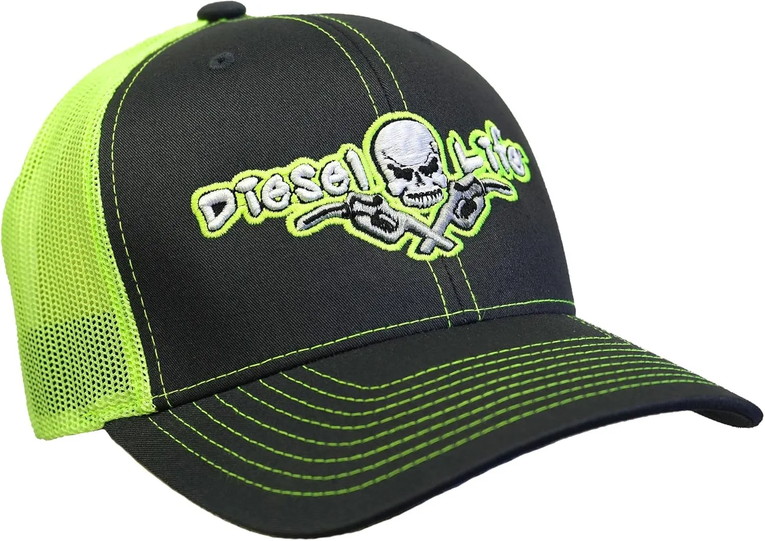 Diesel Life Snapback Trucker Hat Flex Fit - Charcoal and Green