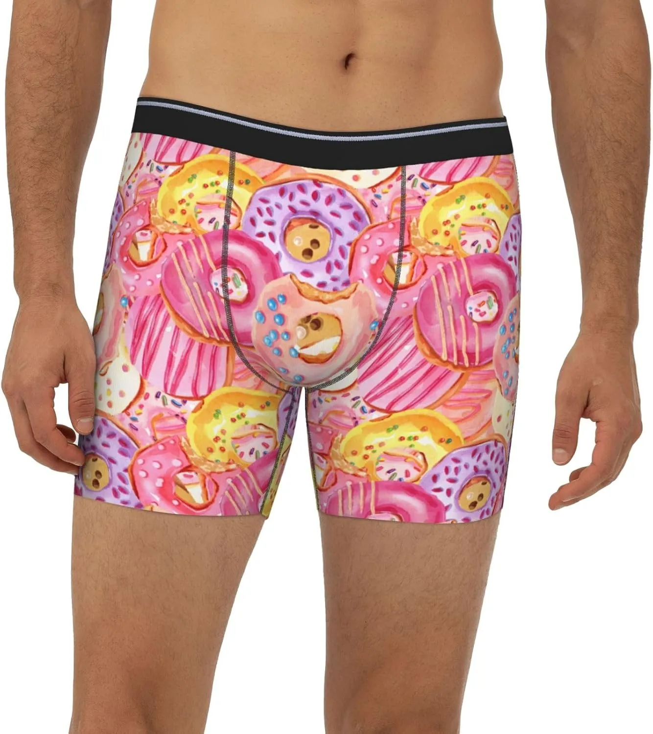 Donut Pattern Mens Boxer Briefs Underwear Boxer Shorts Quick Dry