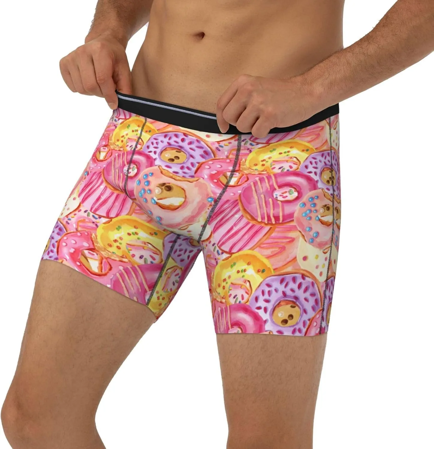 Donut Pattern Mens Boxer Briefs Underwear Boxer Shorts Quick Dry