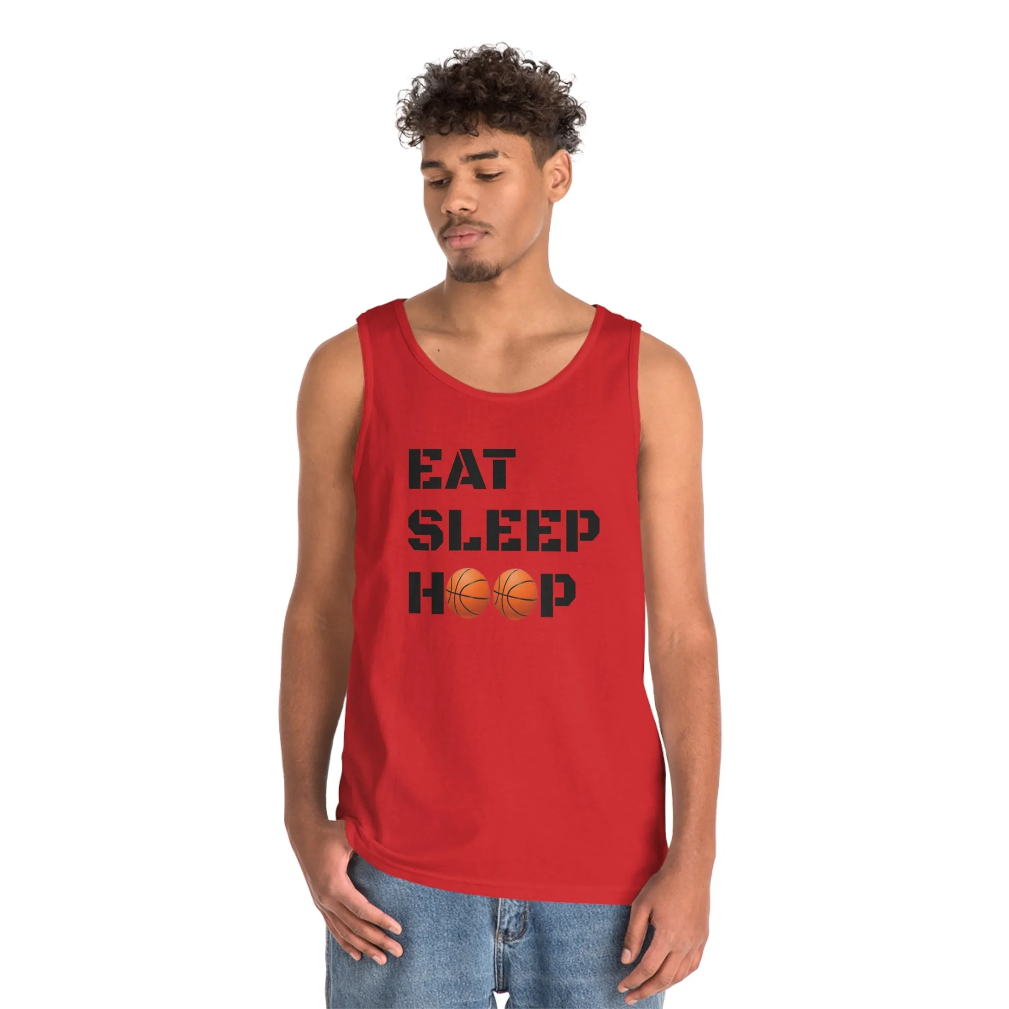Eat Sleep Hoop Unisex Heavy Cotton Tank Top