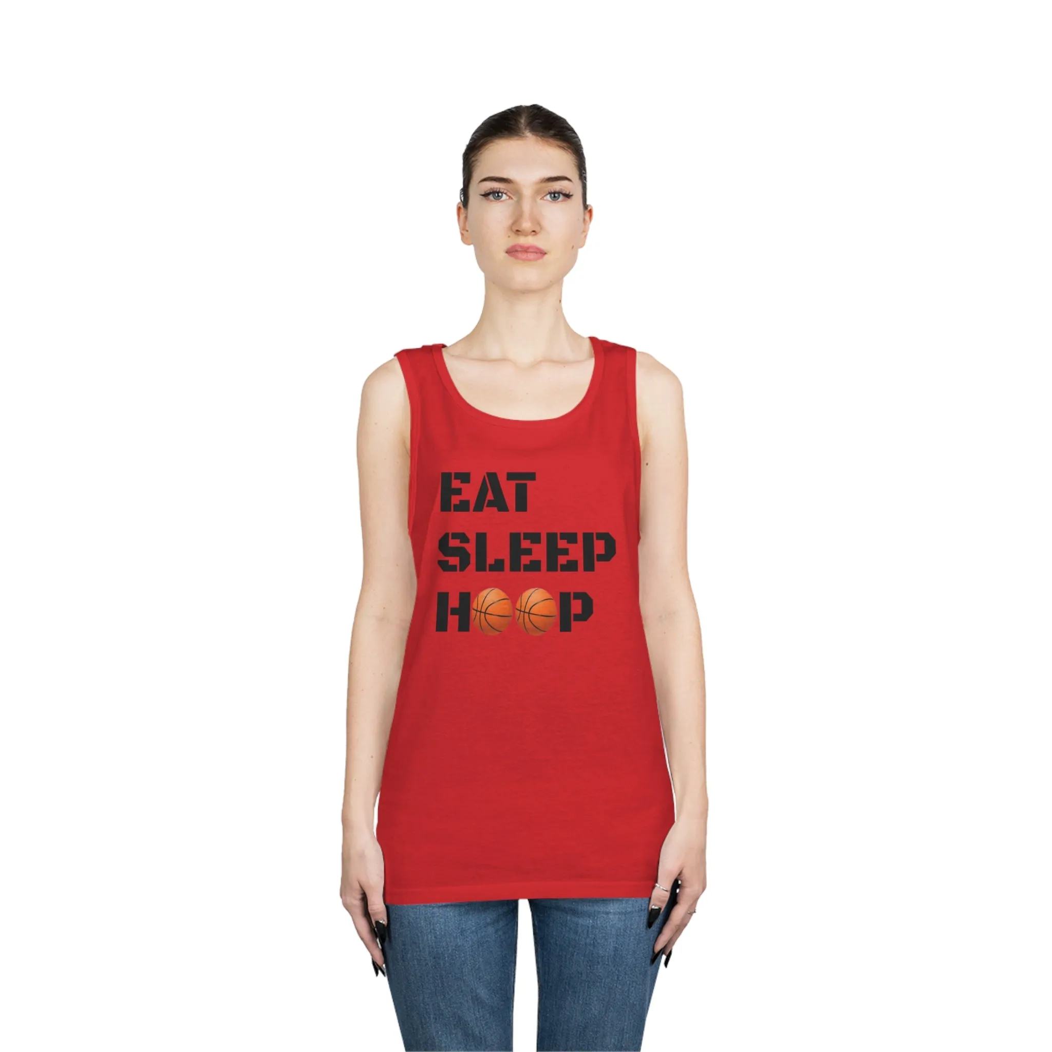 Eat Sleep Hoop Unisex Heavy Cotton Tank Top