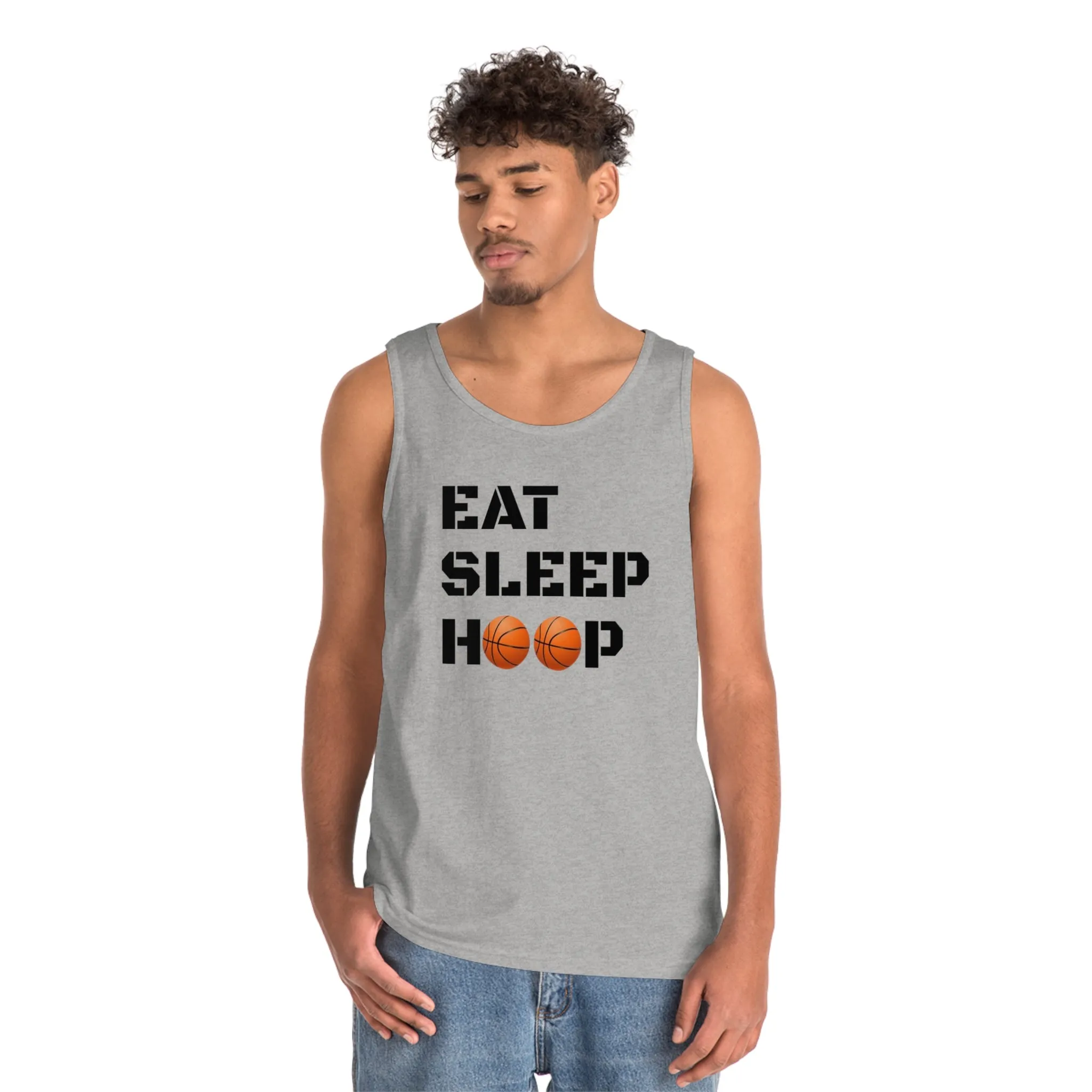 Eat Sleep Hoop Unisex Heavy Cotton Tank Top