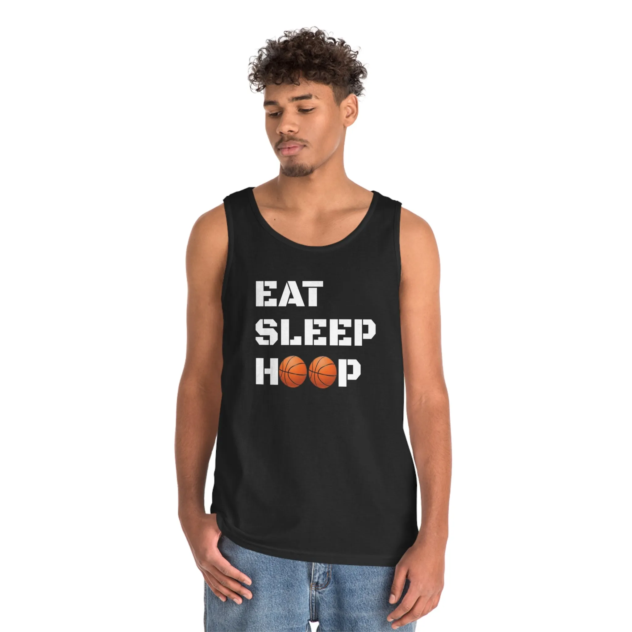 Eat Sleep Hoop Unisex Heavy Cotton Tank Top