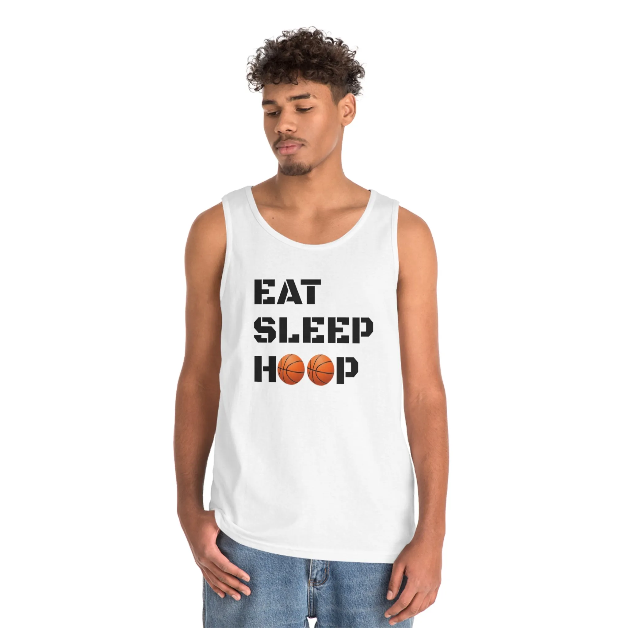Eat Sleep Hoop Unisex Heavy Cotton Tank Top