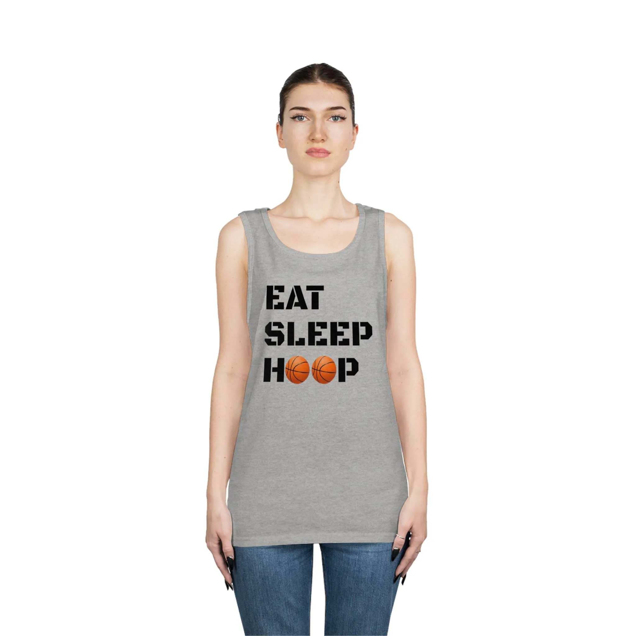 Eat Sleep Hoop Unisex Heavy Cotton Tank Top