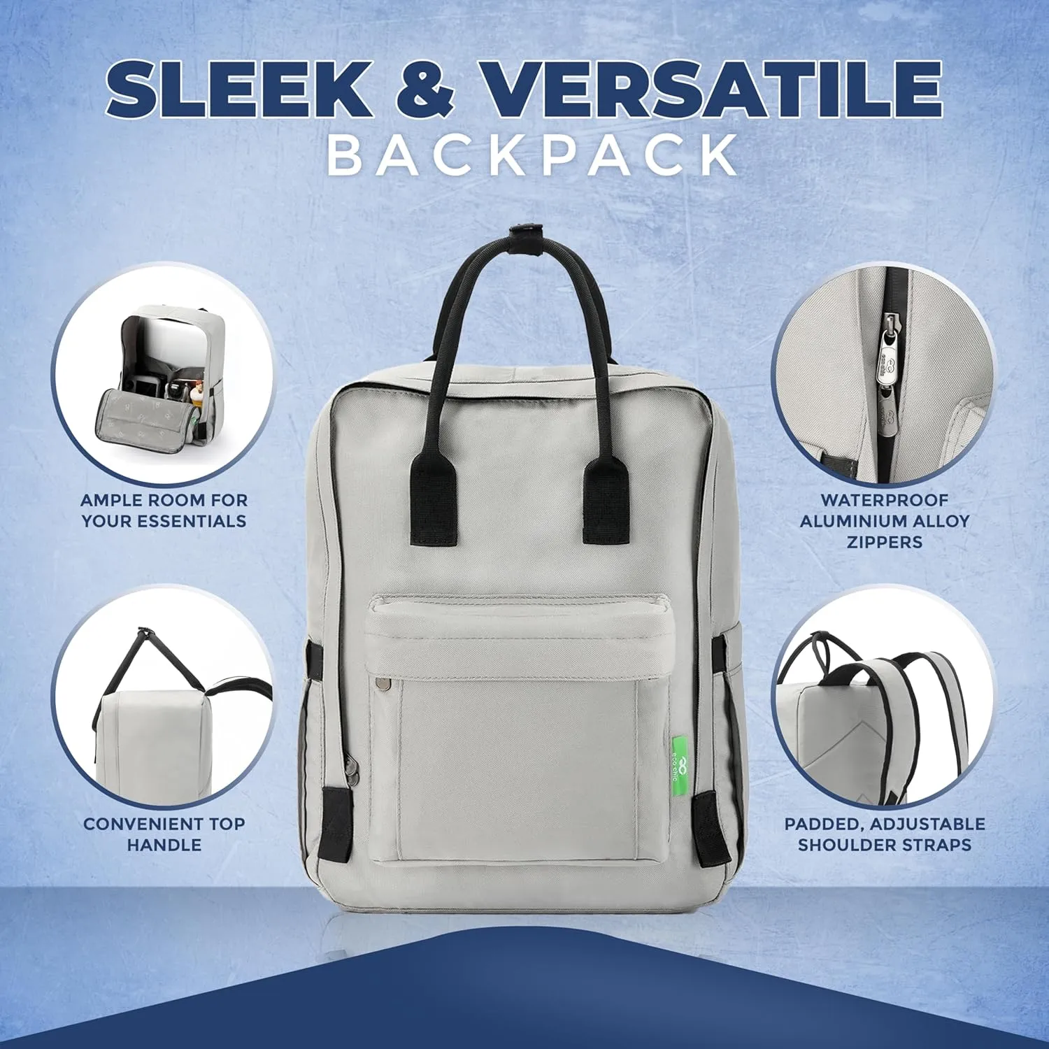 ECO CHIC Waterproof Recycled Canvas Twin-Handle Backpack – Sustainable Laptop Backpack