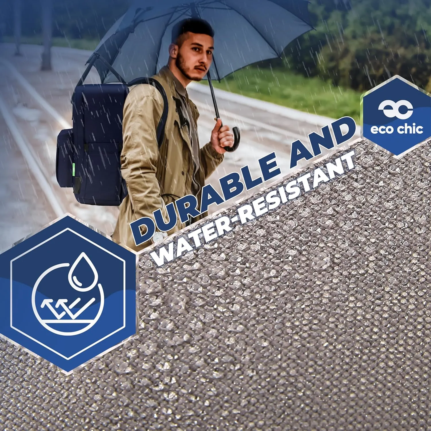 ECO CHIC Waterproof Recycled Canvas Twin-Handle Backpack – Sustainable Laptop Backpack