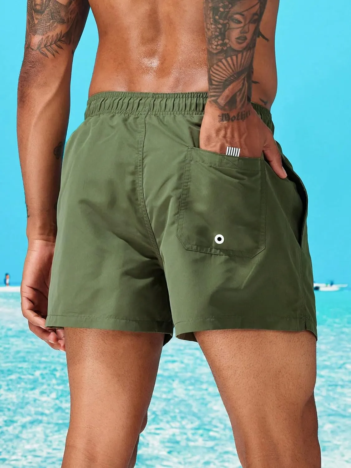Floerns Men's Quick Dry Swim Trunks Drawstring Waist Beach Shorts