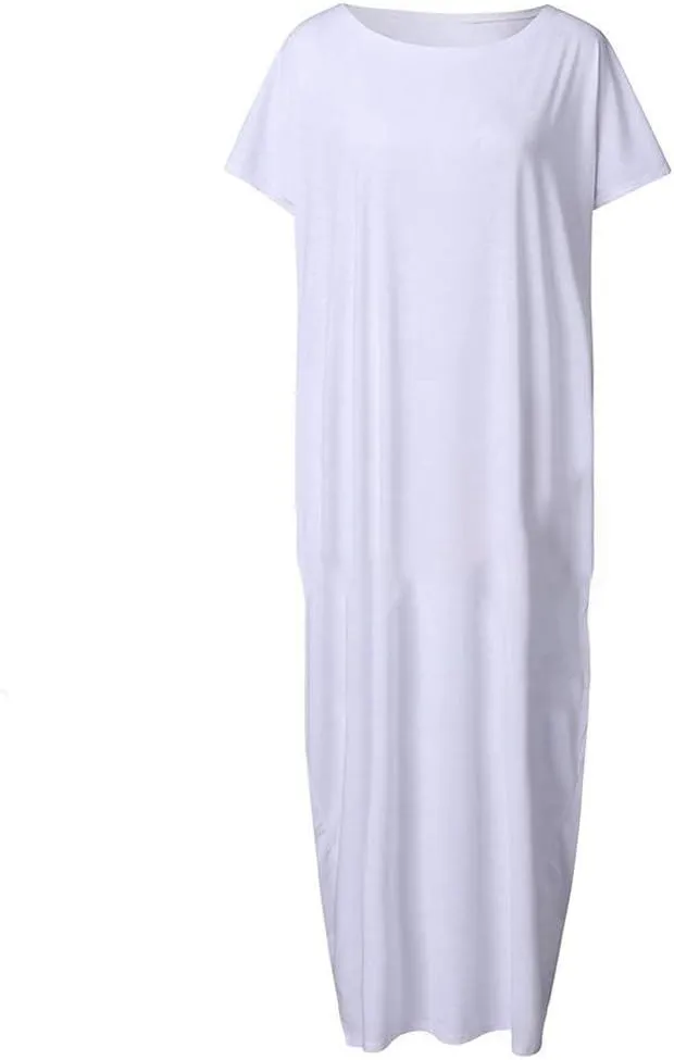 Floral Dress for Women,Casual Short Sleeve Crewneck Shirt Dress Aline Swing Flowy Tiered Maxi Beach Long Dresses