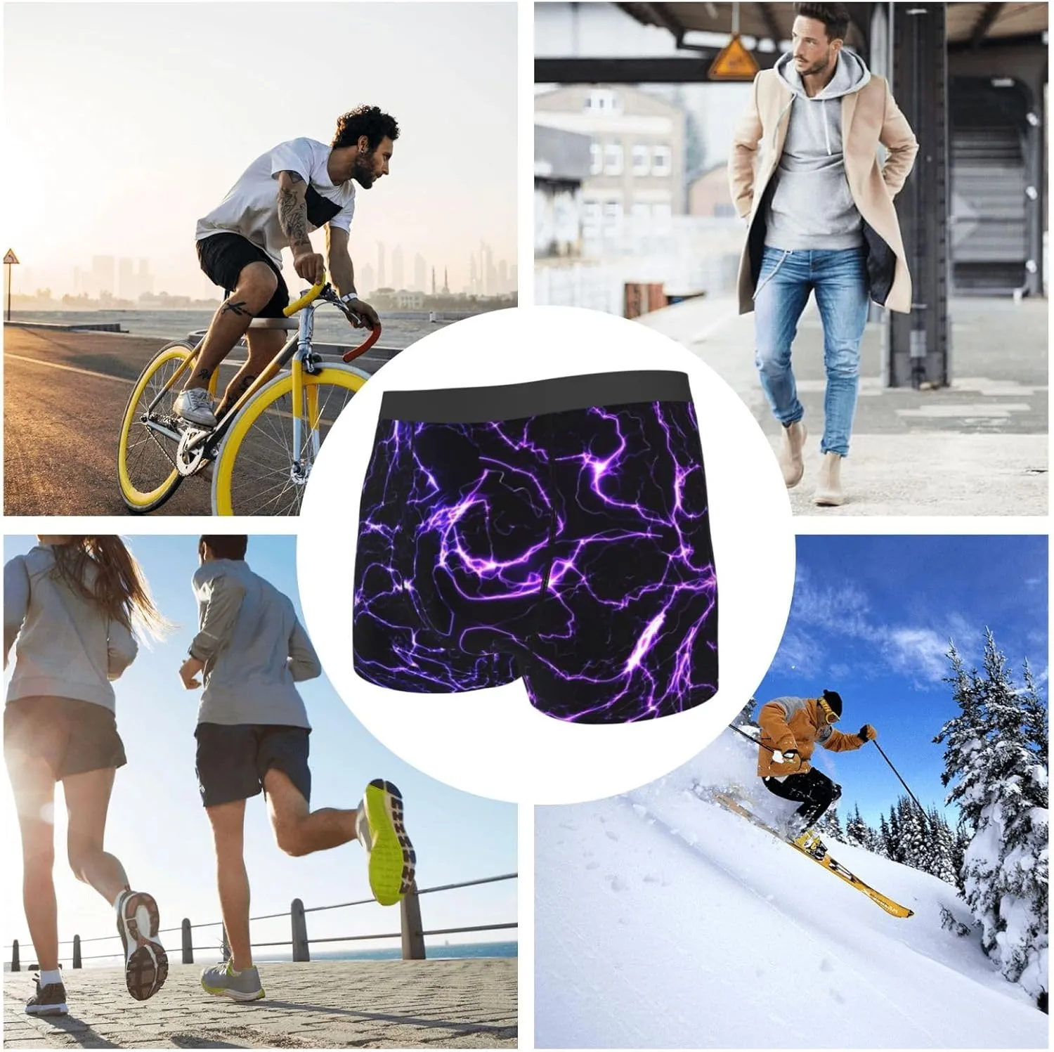 Galaxy Lightning Print Boxer Briefs For Men Breathable Underwear-
