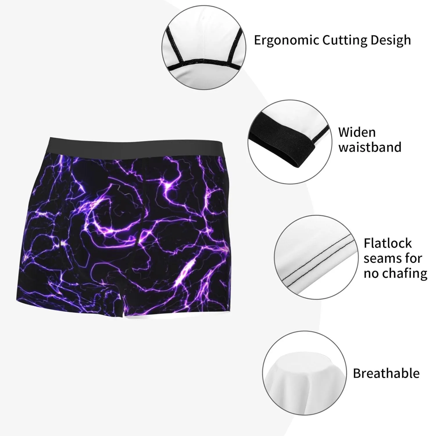 Galaxy Lightning Print Boxer Briefs For Men Breathable Underwear-
