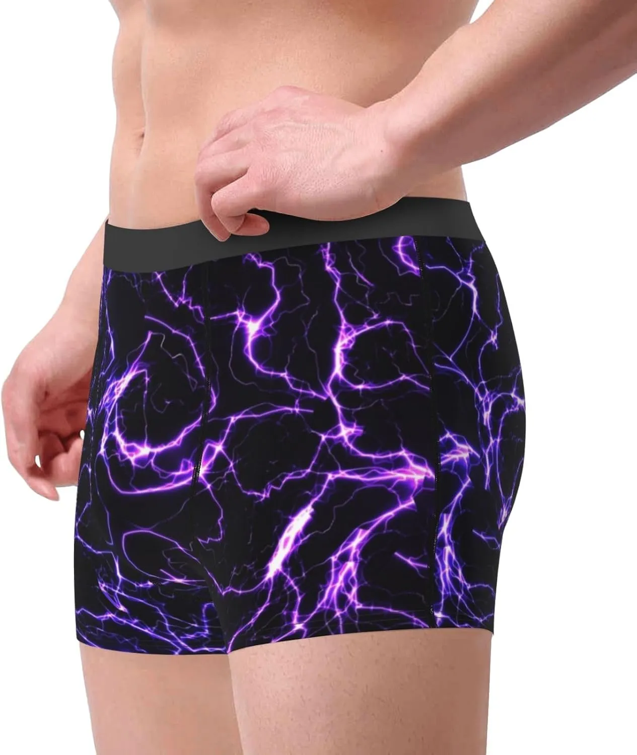 Galaxy Lightning Print Boxer Briefs For Men Breathable Underwear-