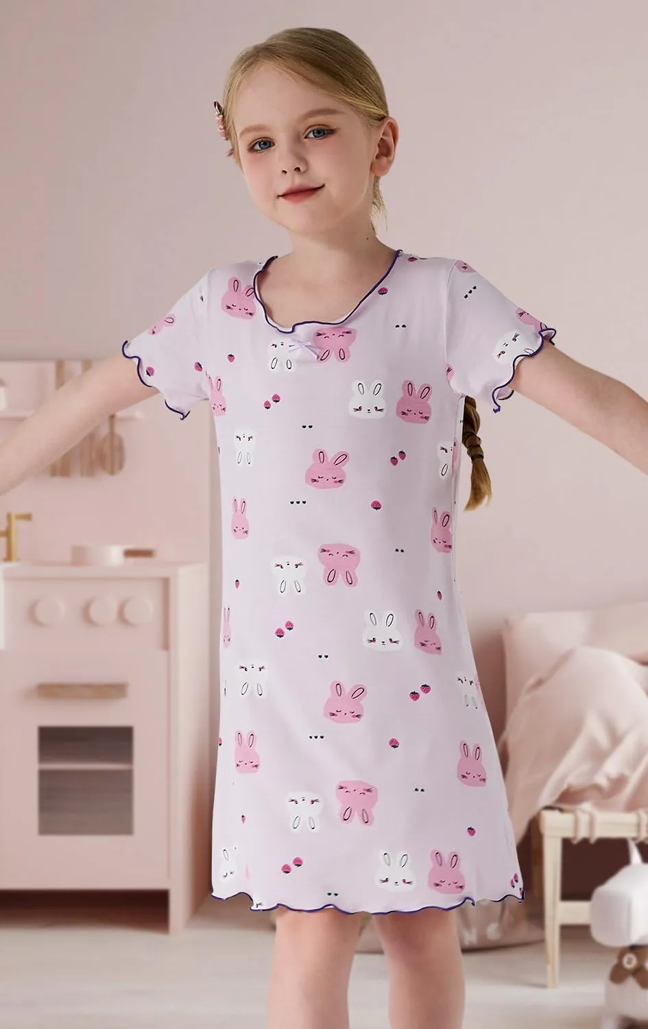 Girls' Summer Dress,Toddler Soft Breathable Dresses 3-12Years