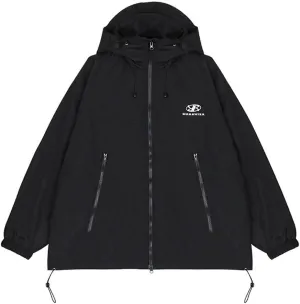 Green trench coat jacket women's oversized hip hop streetwear black waterproof hooded jacket
