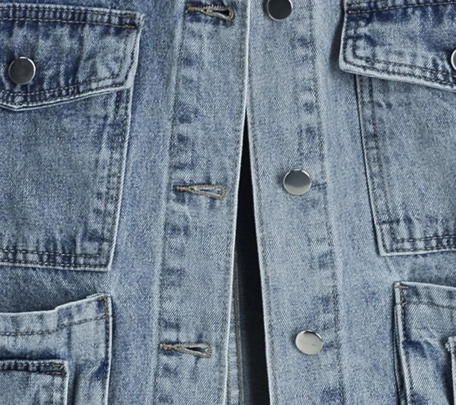 HALITOSS Women Multi Pockets Decoration Denim Jacket Girls Boyfriend Jean Coat Oversized Jeans Trucker Jackets