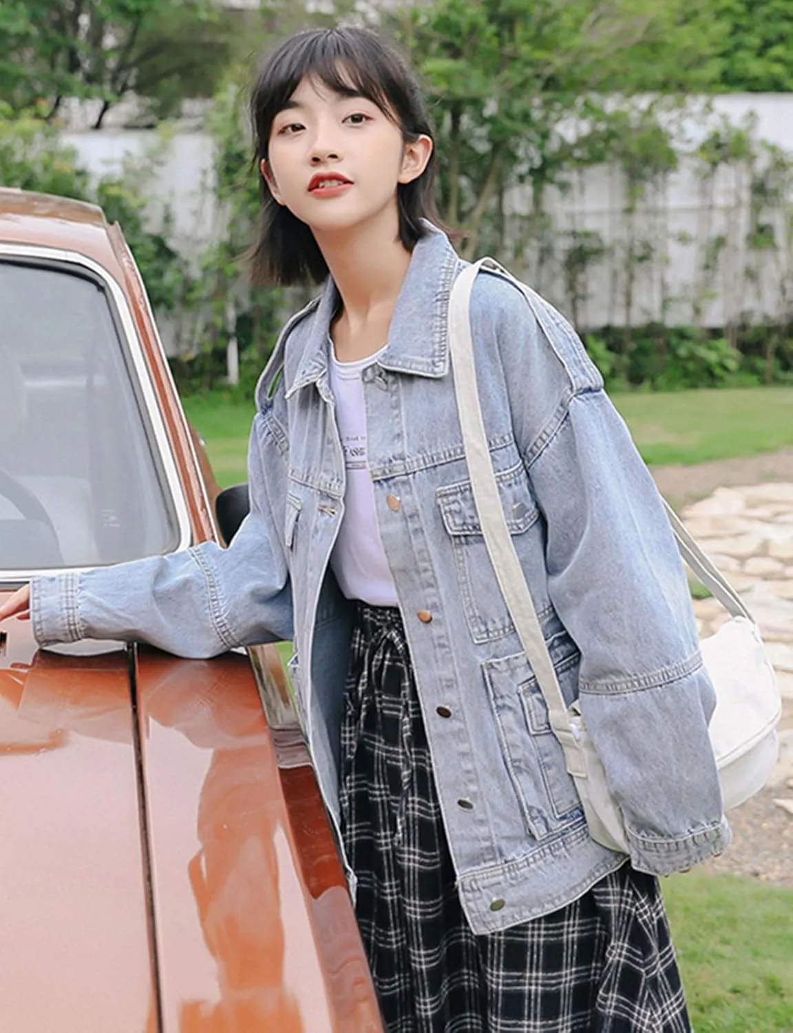 HALITOSS Women Multi Pockets Decoration Denim Jacket Girls Boyfriend Jean Coat Oversized Jeans Trucker Jackets
