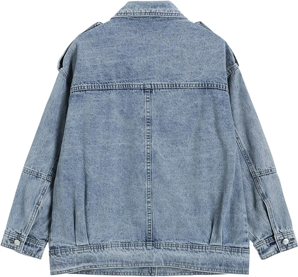 HALITOSS Women Multi Pockets Decoration Denim Jacket Girls Boyfriend Jean Coat Oversized Jeans Trucker Jackets