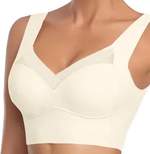 Hatmeo Posture Correcting Bras for Women Wireless Push Up Lysine Bra Seamless Breathable Plus Size Full Coverage Bralettes