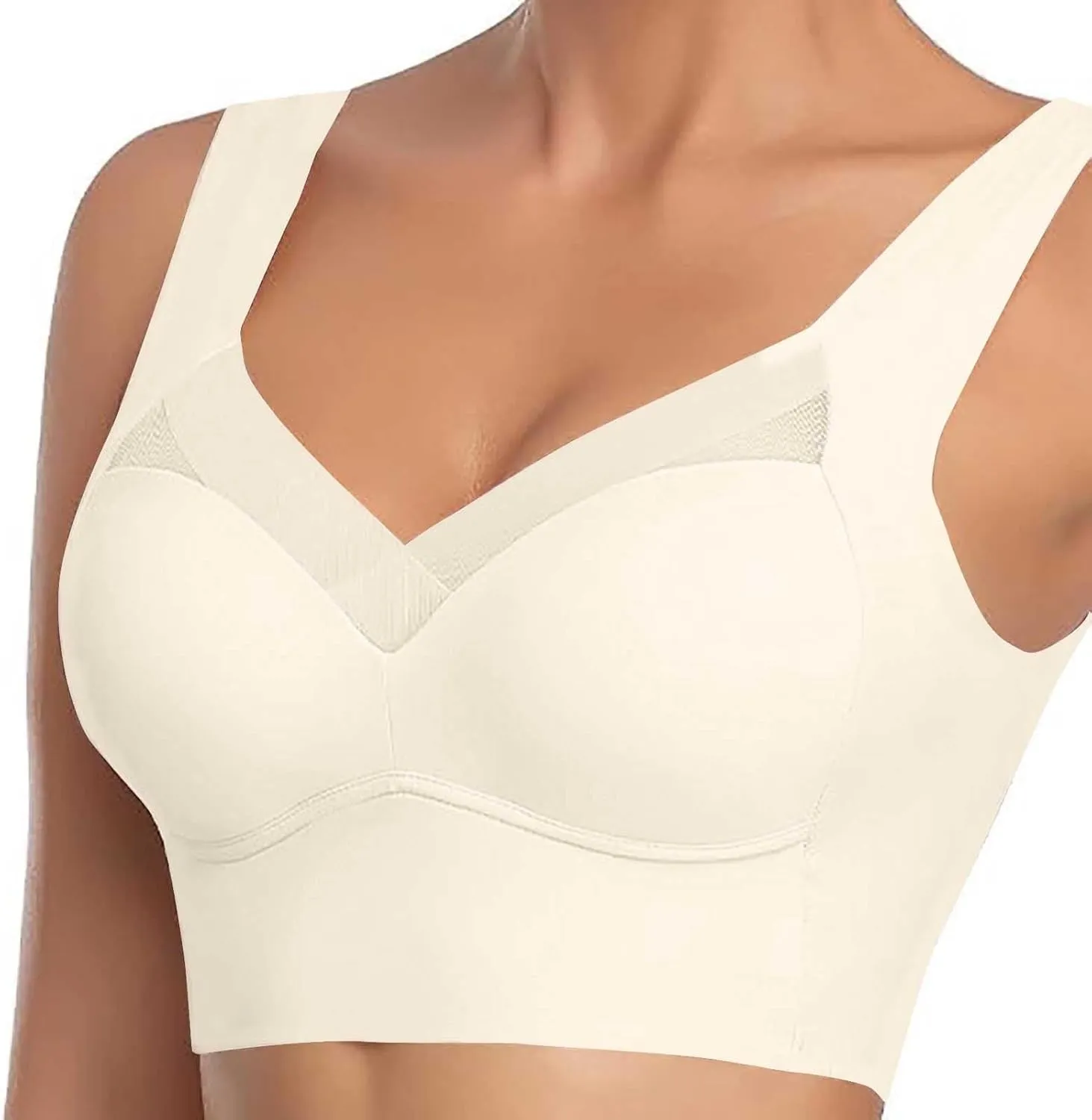 Hatmeo Posture Correcting Bras for Women Wireless Push Up Lysine Bra Seamless Breathable Plus Size Full Coverage Bralettes
