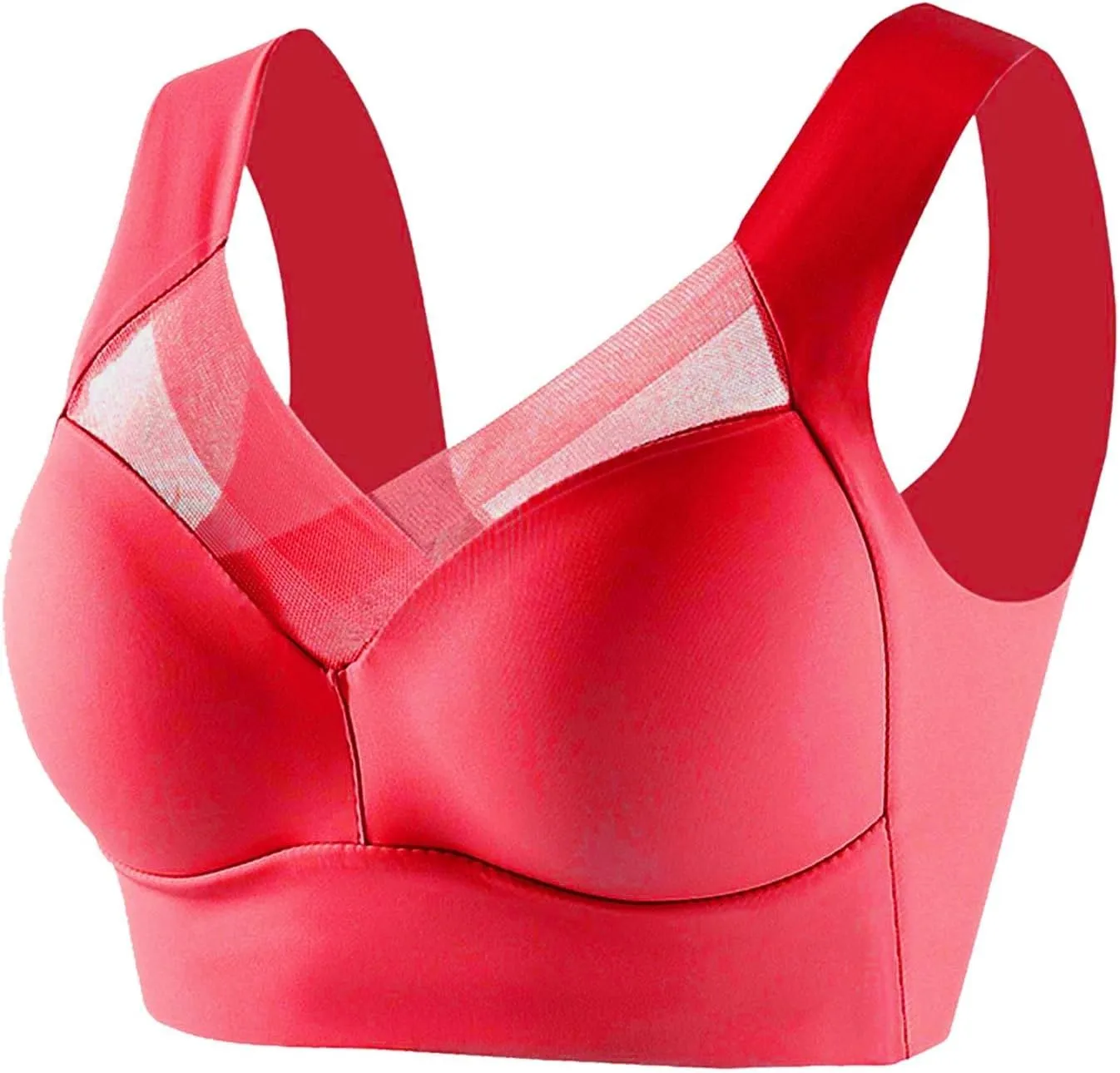 Hatmeo Posture Correcting Bras for Women Wireless Push Up Lysine Bra Seamless Breathable Plus Size Full Coverage Bralettes