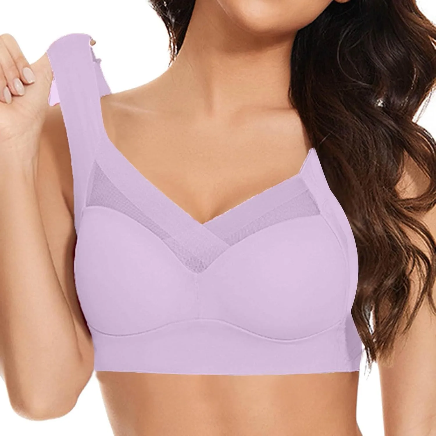 Hatmeo Posture Correcting Bras for Women Wireless Push Up Lysine Bra Seamless Breathable Plus Size Full Coverage Bralettes