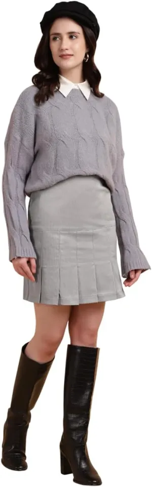 High-Waisted Pleated Mini Skirt