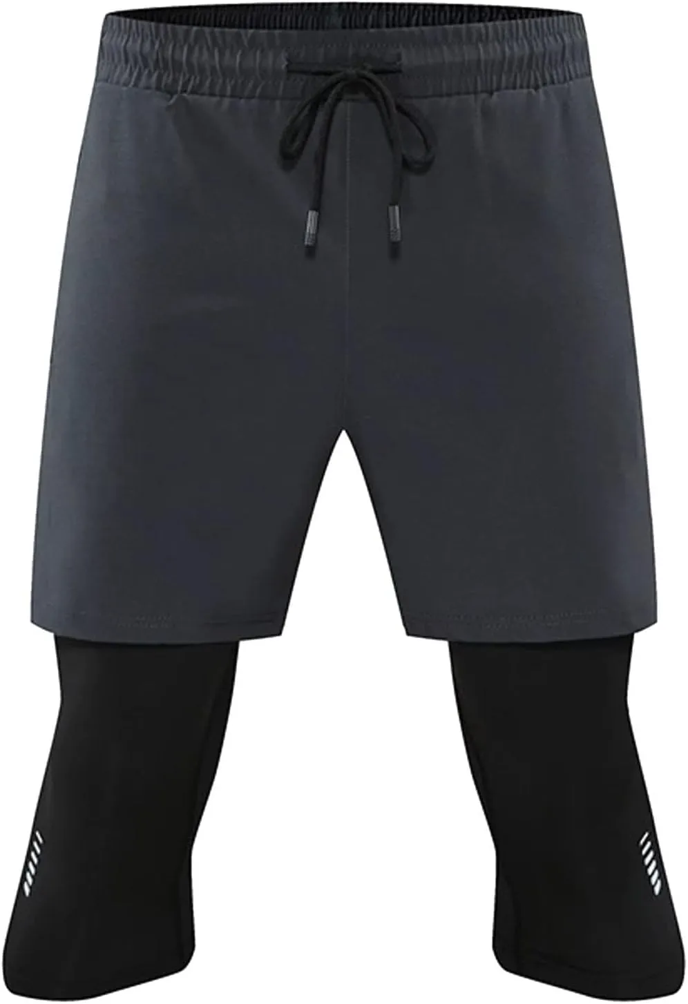 Hiking Pants Men 2 in 1 Running Sports Shorts with Compression Liner Drawstring Elastic Workout Athletic Jogger for Men