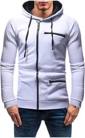 Hoodies for Men, Men Hoodies Casual Hoodies Full Zip Long Sleeve Jacket Sports Hooded Sweatshirt with Pockets 2023