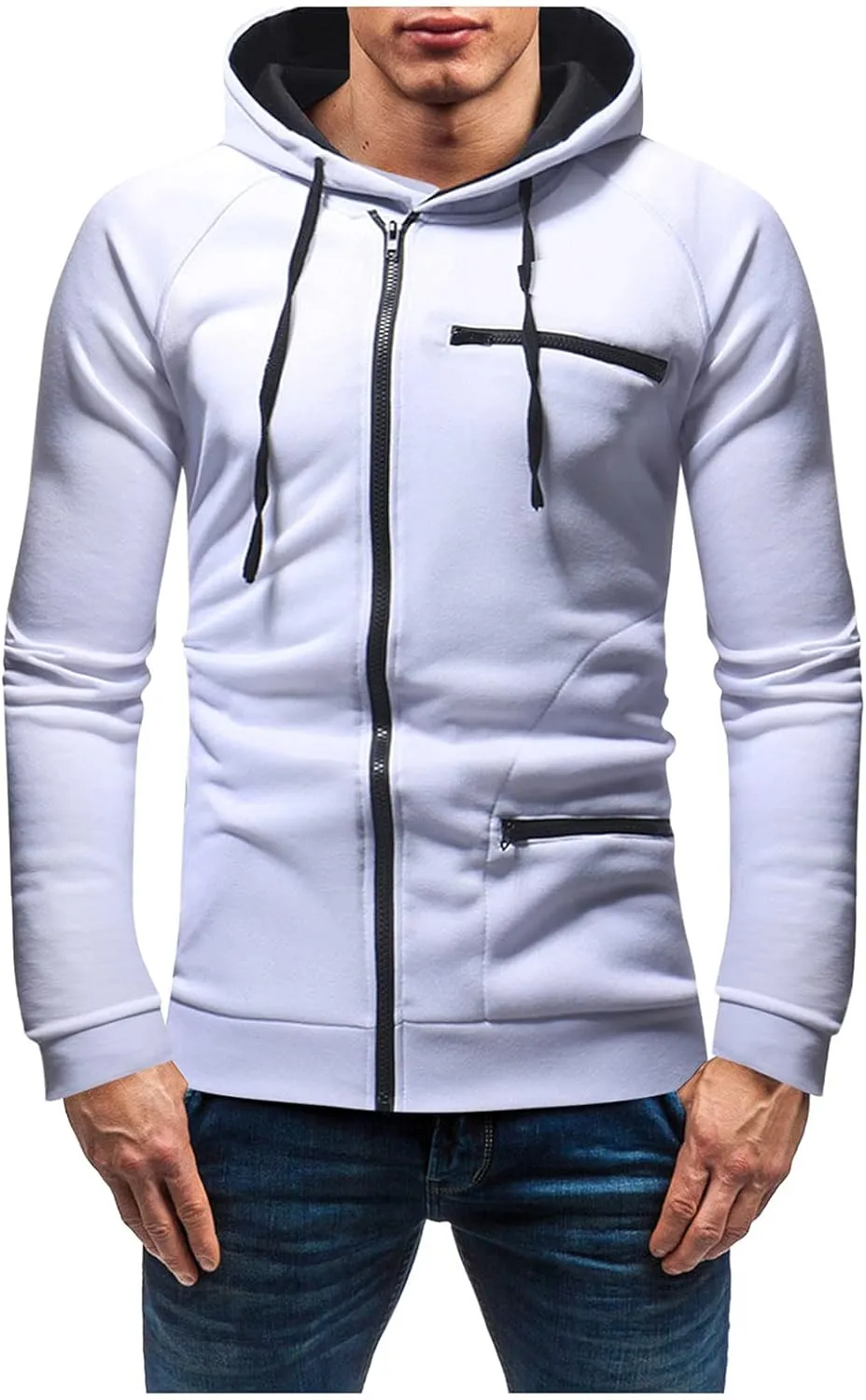Hoodies for Men, Men Hoodies Casual Hoodies Full Zip Long Sleeve Jacket Sports Hooded Sweatshirt with Pockets 2023