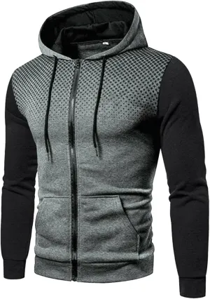 Hoodies for Men,Men's Hoodies,Fashion Polka Dot Mens Athletic Hoodies Full-Zip Sports Long Sleeve Hooded Sweatshirts