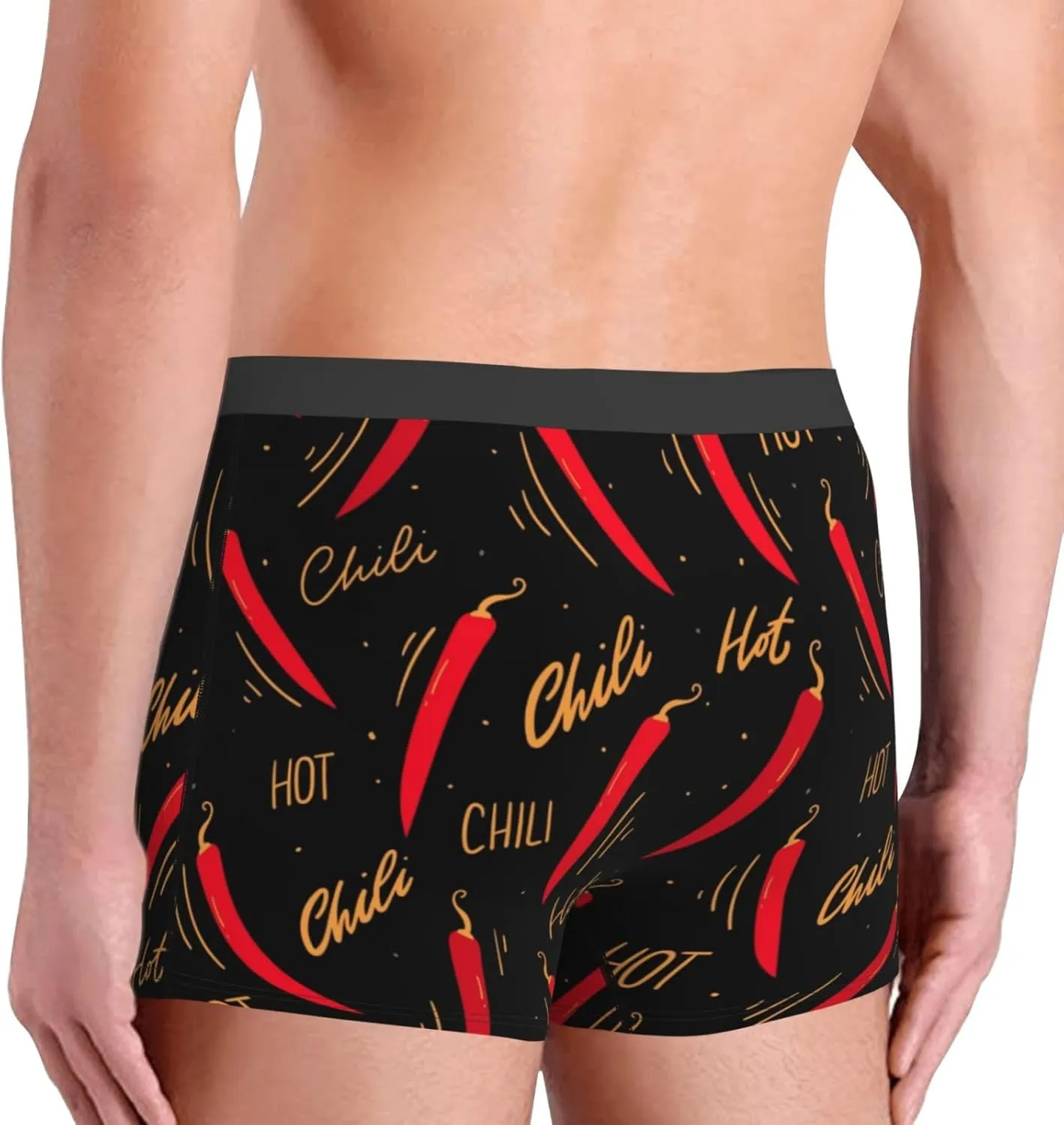 Hot Chili Print Boxer Briefs For Men Breathable Underwear-