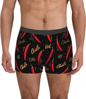 Hot Chili Print Boxer Briefs For Men Breathable Underwear-