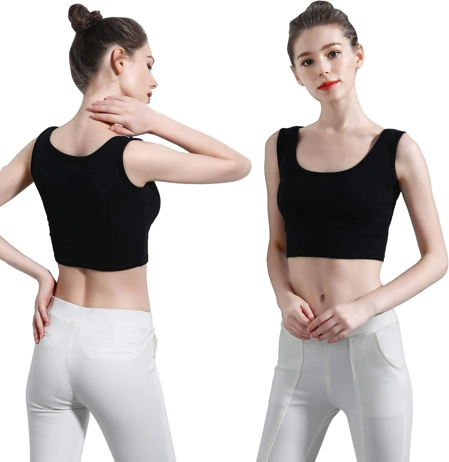 HZH Short Yoga Dance Athletic Tank Crop Tops Shirts for Women or Teens(3 Pack)