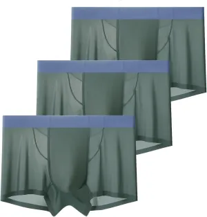 Ice Silk Men's Mesh Briefs - Ultra-thin, Soft and Breathable - Men's Seamless Breathable Boxer Briefs 3pcs (US, Alpha, Large, Regular, Regular, Gray 3pcs)