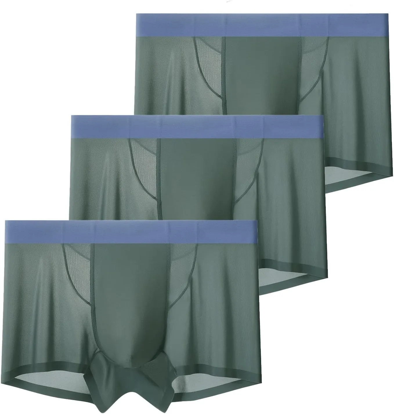 Ice Silk Men's Mesh Briefs - Ultra-thin, Soft and Breathable - Men's Seamless Breathable Boxer Briefs 3pcs (US, Alpha, Large, Regular, Regular, Gray 3pcs)