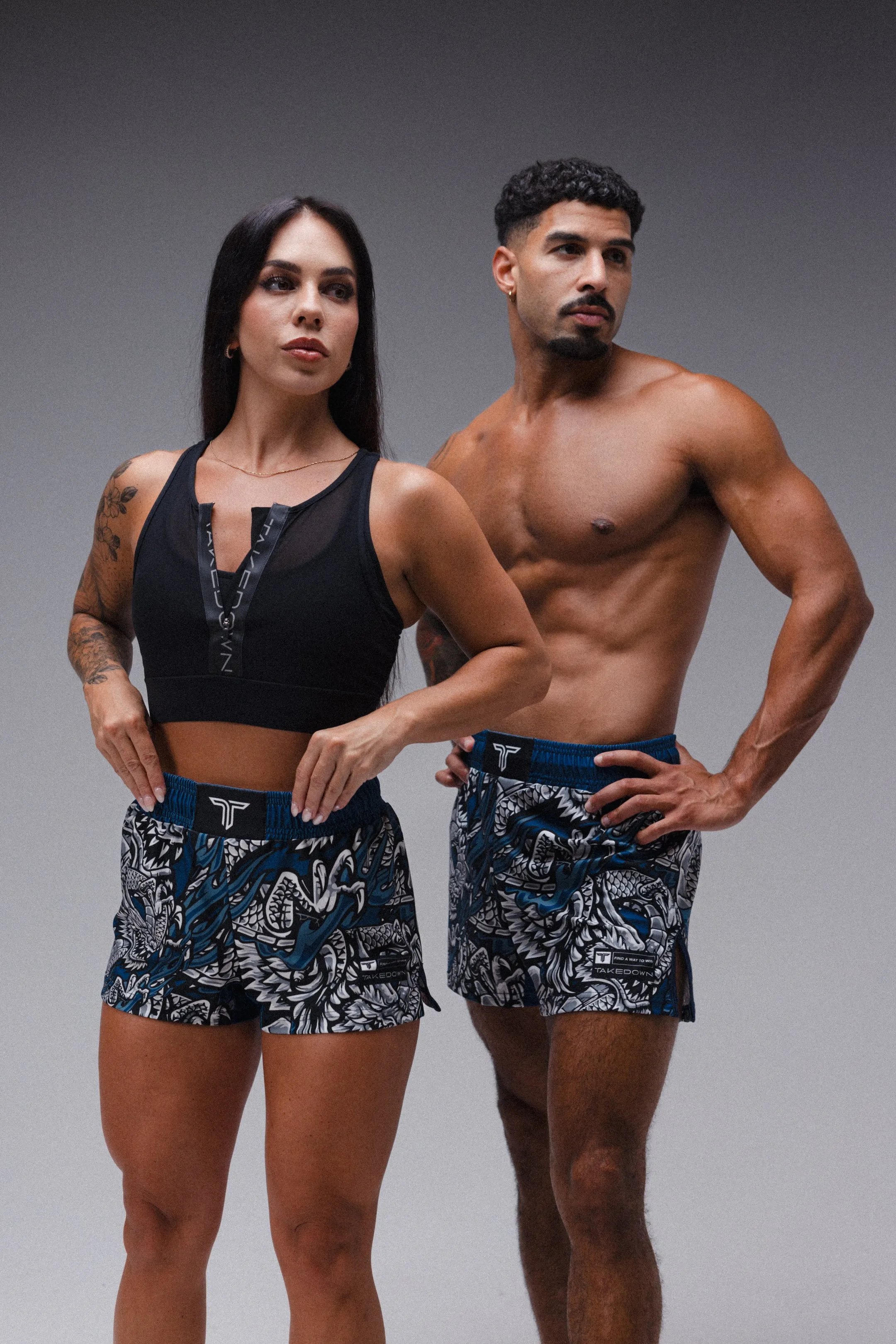 Iron Dragon Fight Shorts (5"&7“ Inseam) - Blue