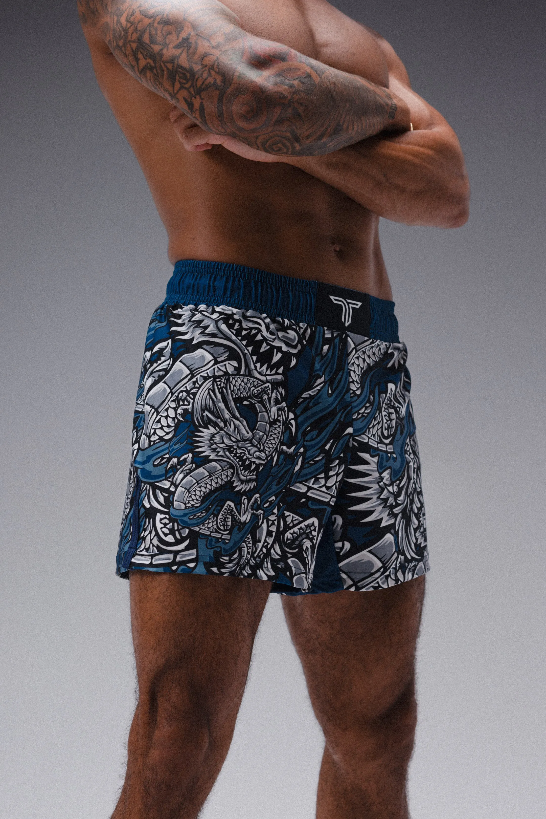 Iron Dragon Fight Shorts (5"&7“ Inseam) - Blue