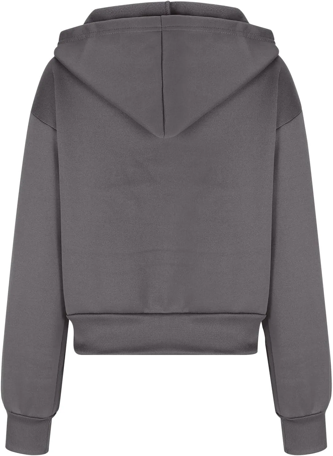 Jackets for Women Fashion Cropped Hoodie Jackets Spring Hooded Short Jackets Loose Fit Full-Zip Soild Casual Outwear