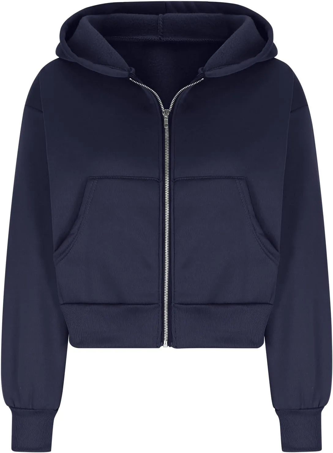 Jackets for Women Fashion Cropped Hoodie Jackets Spring Hooded Short Jackets Loose Fit Full-Zip Soild Casual Outwear