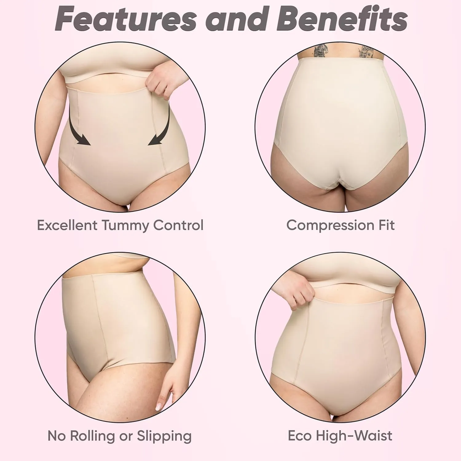 kaeruskin Eco Sustainable High Waisted Shapewear Briefs  Tummy Control Seamless Body Shaper Briefs - Tummy Control Underwear