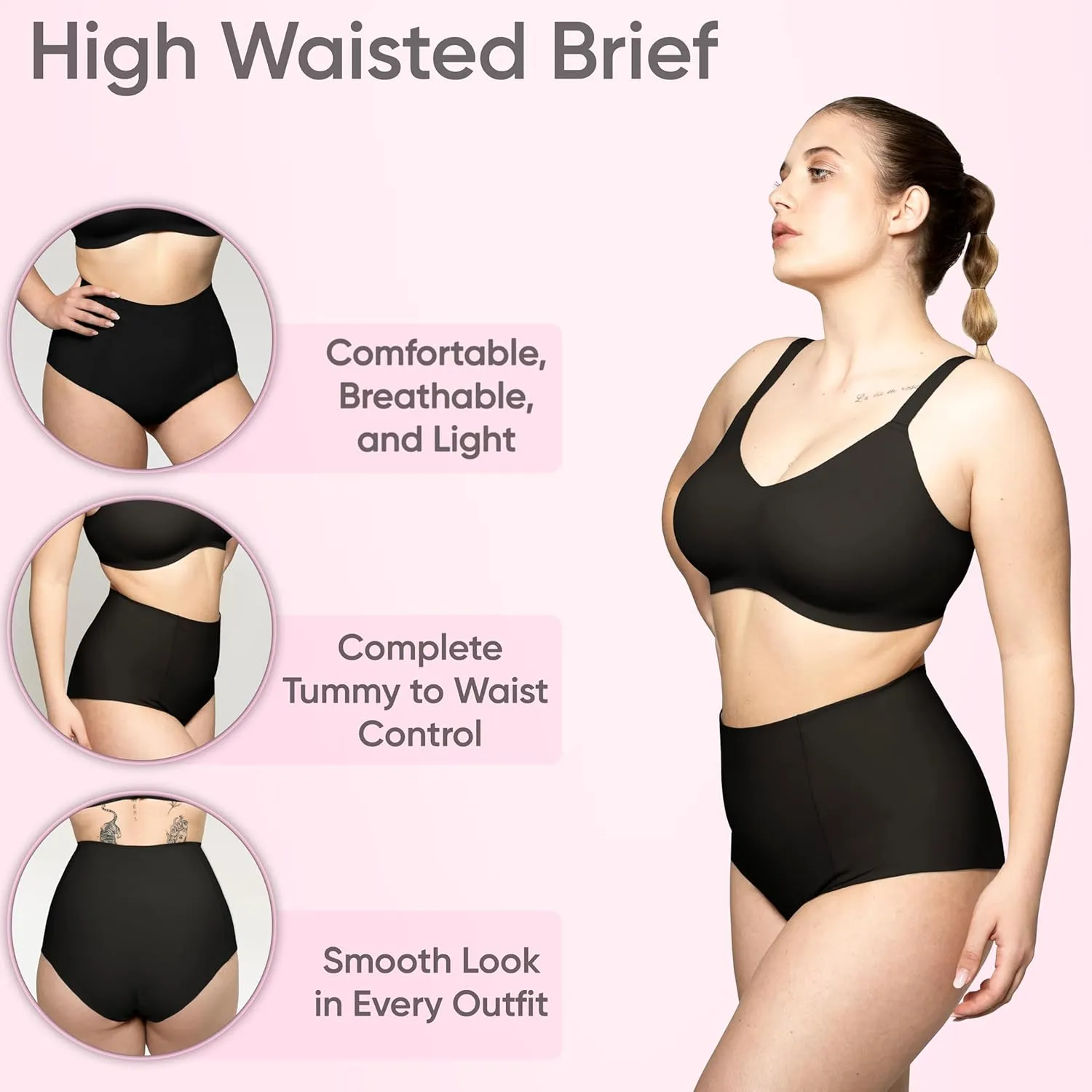 kaeruskin Eco Sustainable Tummy Control Underwear for Women - High Waisted Shapewear Panties - Breathable & Stretchy Girdle