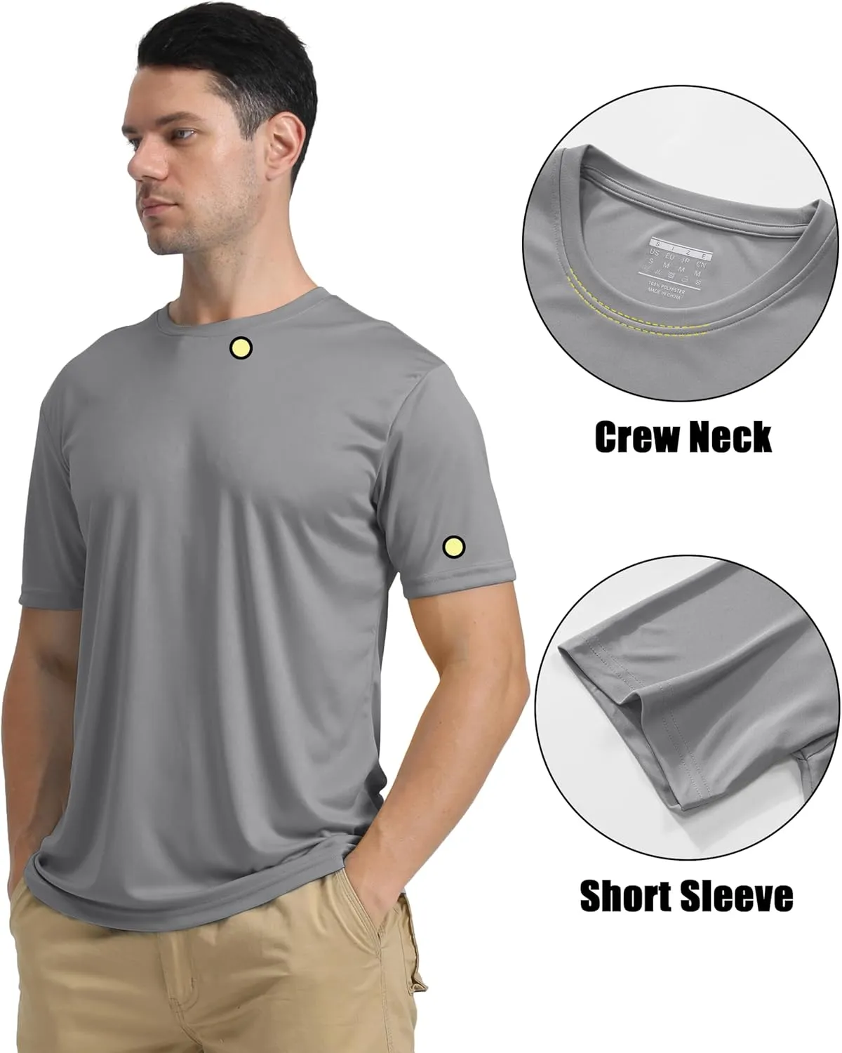 KEFITEVD Men's Short Sleeve UPF 50  Sun Protection Shirts Quick Dry Rashguard Swim Shirt SPF Workout Fishing Athletic T-Shirt