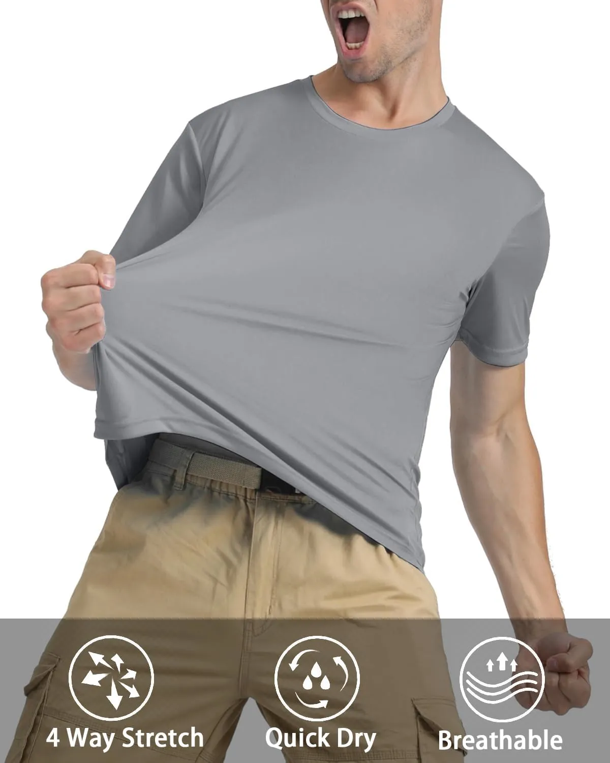 KEFITEVD Men's Short Sleeve UPF 50  Sun Protection Shirts Quick Dry Rashguard Swim Shirt SPF Workout Fishing Athletic T-Shirt