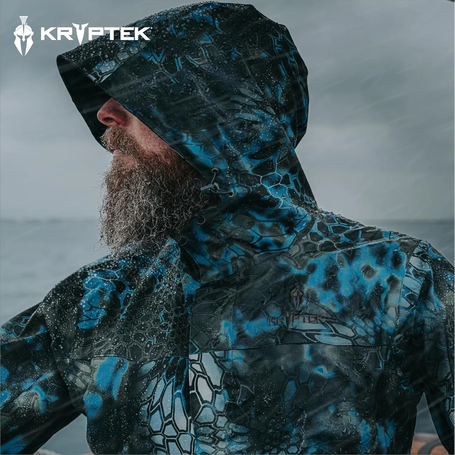 Kryptek Mens Jupiter Waterproof, Breathable, Packable Camo Hunting Jacket