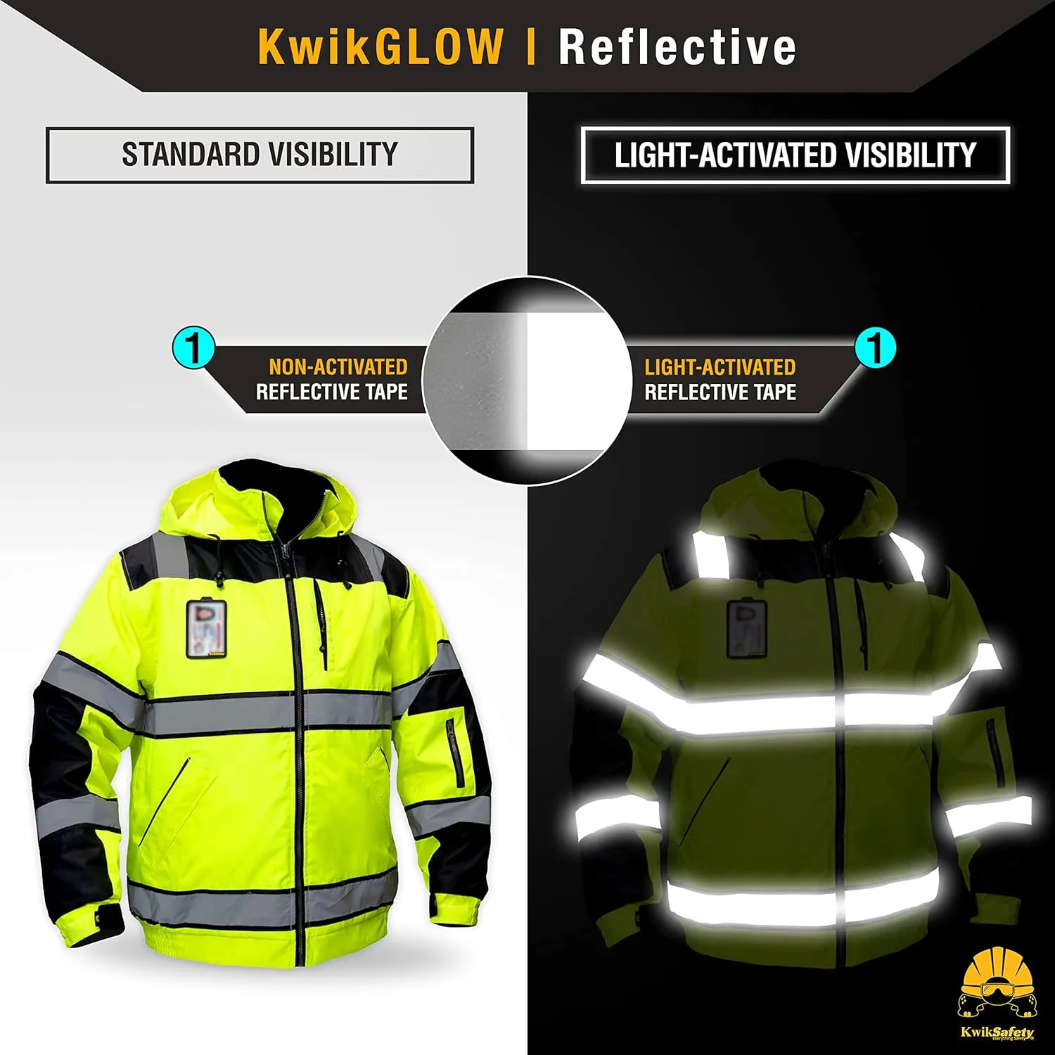 KwikSafety Reflective Jackets | Men's Insulated Hi Vis Work Bombers | Yellow, Orange, Multicolor