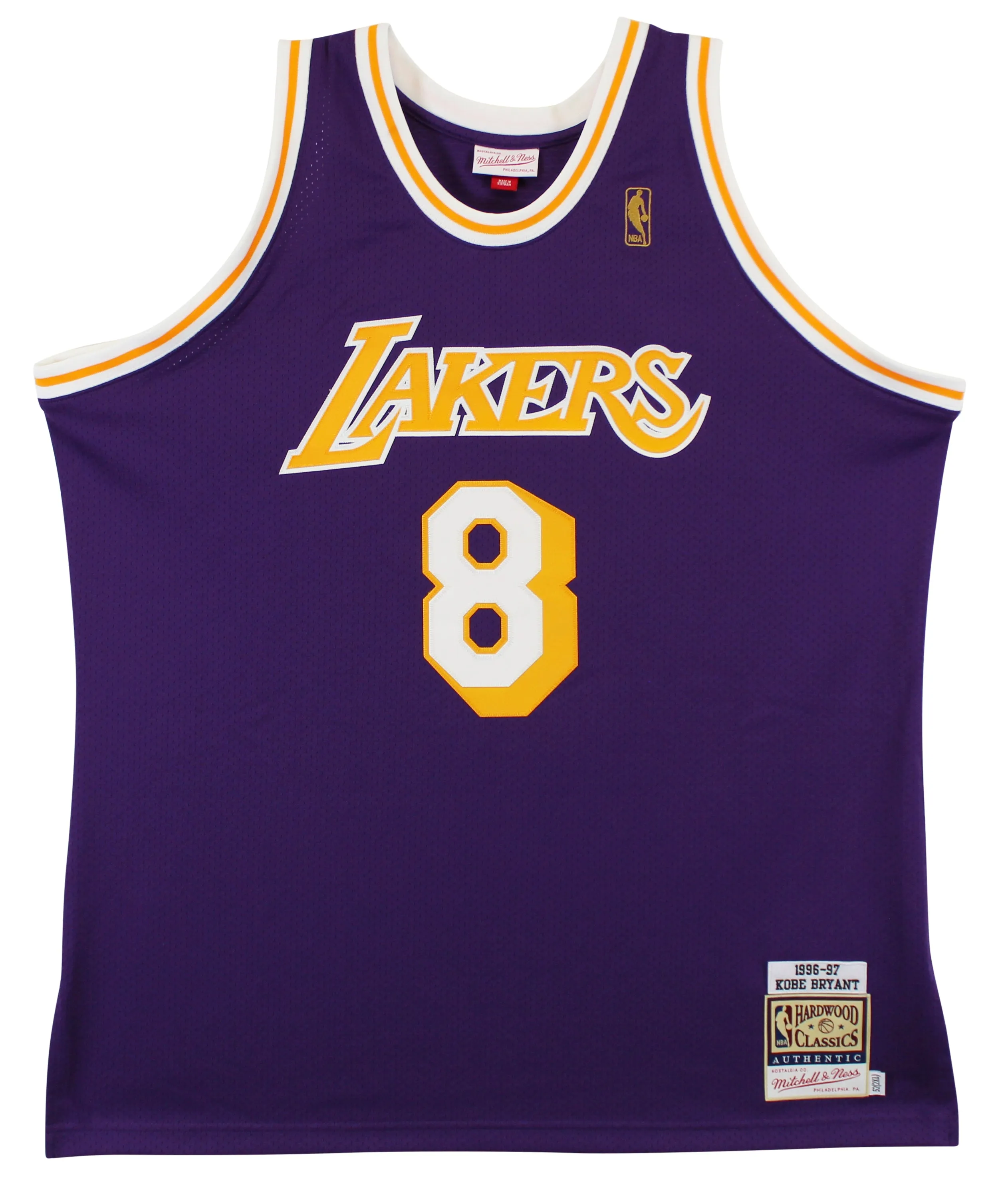 Lakers Kobe Bryant Signed Purple M&N 1996-97 TB HWC Authentic Jersey PSA #B11459