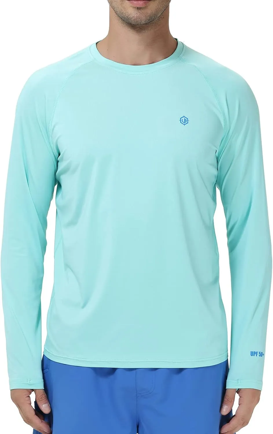 Lightbare Men’s UPF 50  UV Sun Protection Lightweight Long Sleeve T-Shirt Quick Dry for Outdoor Hiking Running