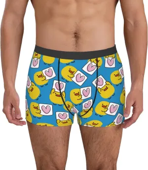 Lovely Duck Print Boxer Briefs For Men Breathable Underwear-