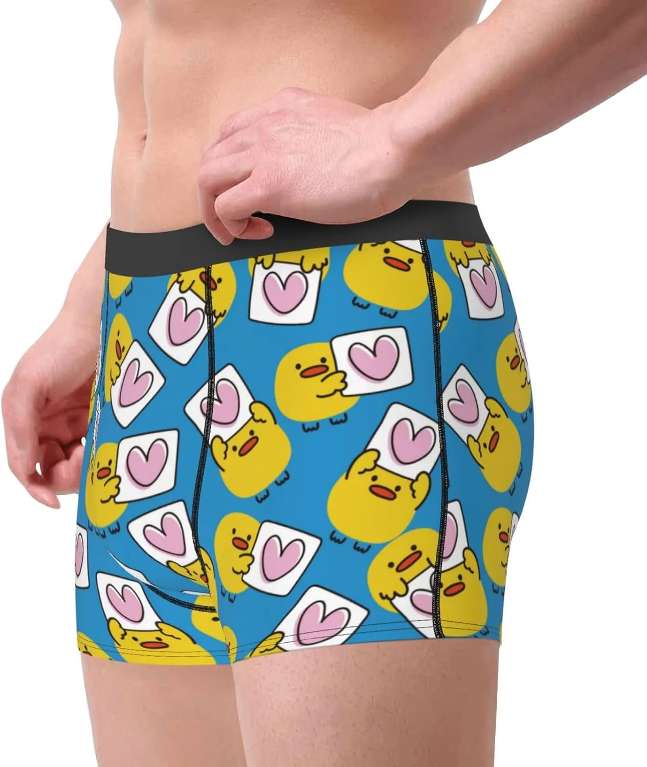 Lovely Duck Print Boxer Briefs For Men Breathable Underwear-